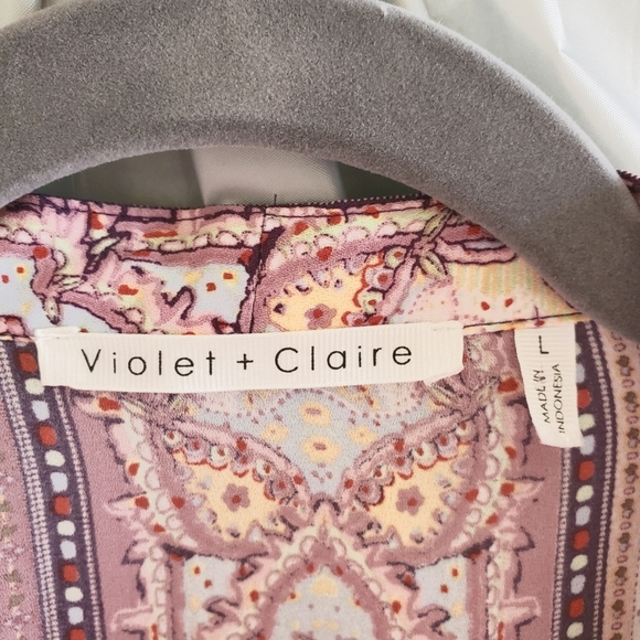 Violet & Claire Dress Blouse V Neck Tie Lapel Long Sleeve Button Wrist 091 - Picture 5 of 5